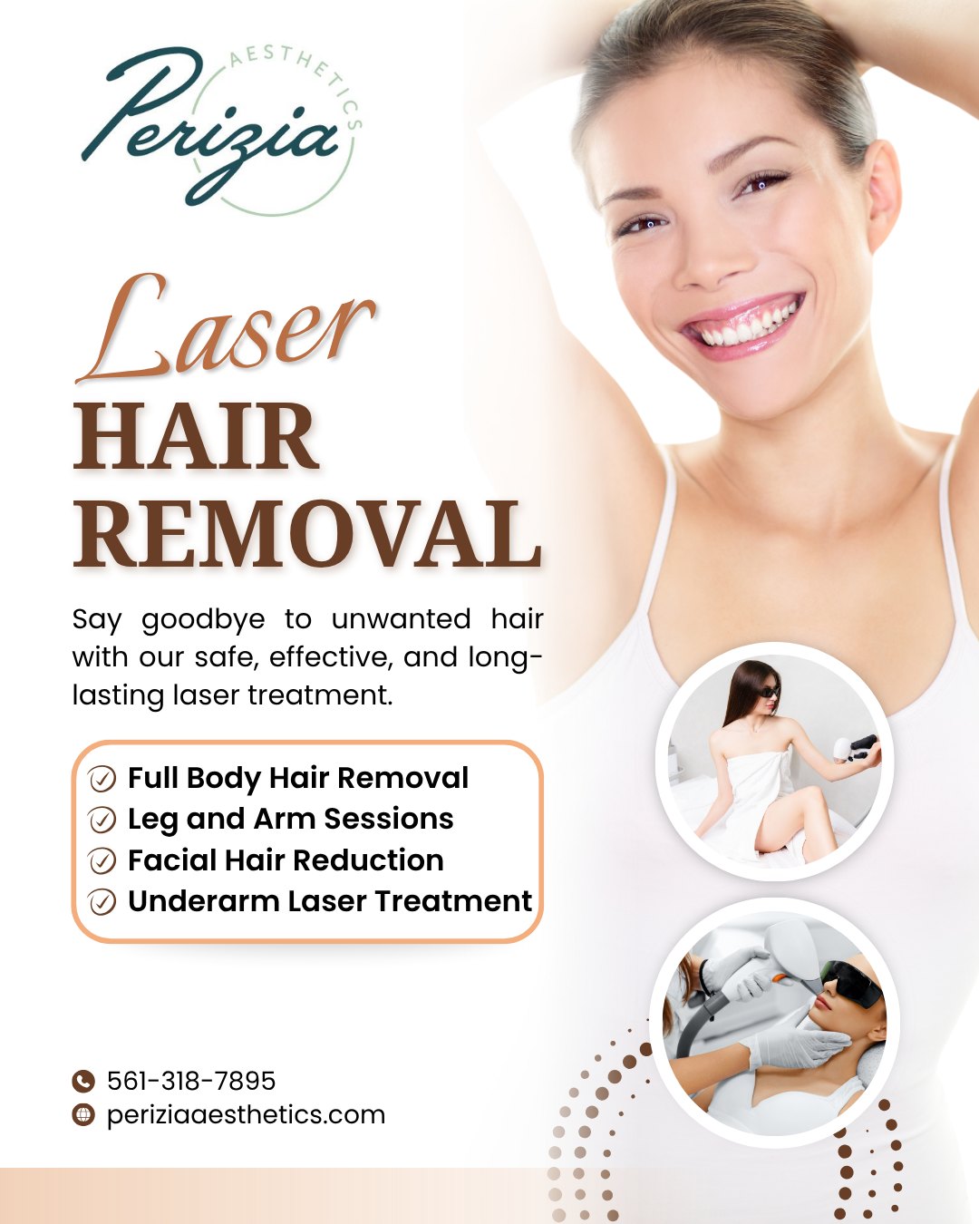 Smooth, flawless, and effortlessly confident — that’s what advanced laser hair removal delivers. At Perizia Aesthetics, we replace the razor routine with precision technology that targets hair at the root, leaving your skin silky and irritation-free. No more waxing, no more shaving — just results that last.
Visit Perizia Aesthetics for laser hair removal in Jupiter, FL
#PeriziaAesthetics #LaserHairRemoval #SmoothSkin #ConfidenceStartsHere #JupiterFL #FloridaAesthetics #MedSpaJupiter