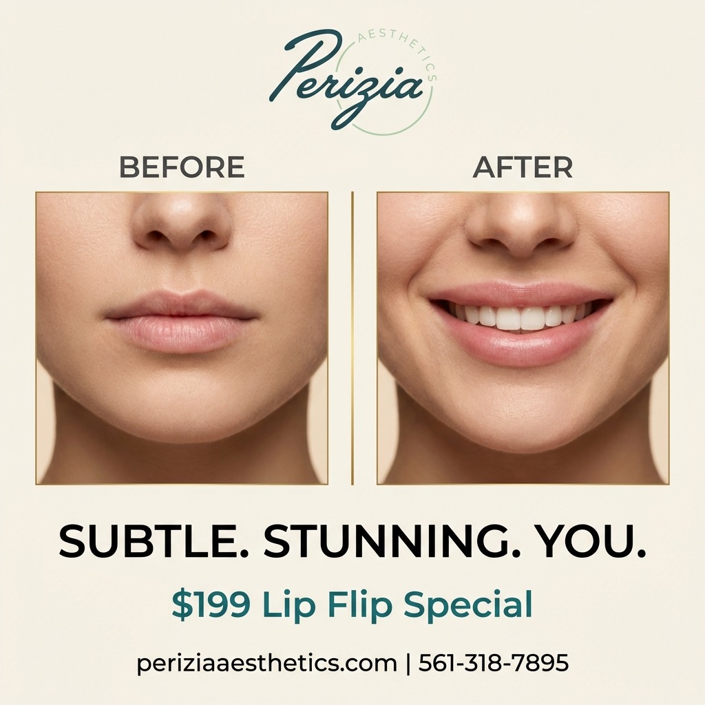 Your lips, just better. ✨
The Lip Flip is one of the most subtle yet stunning treatments we offer — no dramatic change, no downtime, just a naturally fuller, beautifully defined smile that's unmistakably you.
For just $199, you get a refined enhancement that moves with your smile, looks completely natural, and turns heads without anyone being able to pinpoint exactly why.
This isn't about changing your look. It's about perfecting it.
Ready to book? Link in bio or call us directly.
Limited-time pricing — don't sleep on this one.
Perizia Aesthetics | Jupiter, FL
periziaaesthetics.com
561-318-7895
#BotoxLipFlip #LipFlip #SubtleEnhancement #PeriziAesthetics #LipGoals #NaturalLips #BeautyTreatment #AestheticMedicine #FullerLips #LipFlipResults #GlowUp #MedSpa #BocaRaton #BeautyIsReal #NaturalBeauty #LipEnhancement #MedSpaTreatments #AestheticResults #SelfCare #BeautyMoves #TreatYourself #LipFlipSpecial #FloridaBeauty #CosmeticDermatology #ConfidenceBoost #BeautyOnABudget