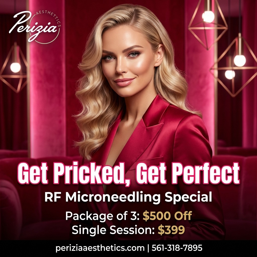 Uneven texture and fine lines don’t have to be permanent.

RF Microneedling helps tighten, smooth, and rejuvenate the skin by stimulating collagen at a deeper level.

RF Microneedling Valentine's Special 
Single Session: $399 
Package of 3: $500 off

Now available at Perizia Aesthetics in Jupiter, FL.

#RFMicroneedling #SkinTightening #JupiterFL #PeriziaAesthetics #AestheticTreatments #ValentinesSpecial