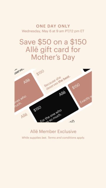 💐Celebrate Mom with the gift of timeless confidence. This Mother's Day, enjoy $50 off a $150 gift card though @Alle - perfect for a rejuvenating treatment. ✨
